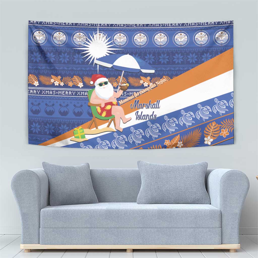 Marshall Islands Christmas Tapestry Beachy Santa Monono ilo raaneoan Nejin - Polynesian Pride