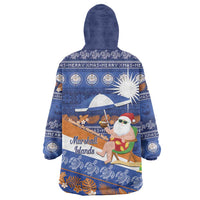 Marshall Islands Christmas Wearable Blanket Hoodie Beachy Santa Monono ilo raaneoan Nejin - Polynesian Pride