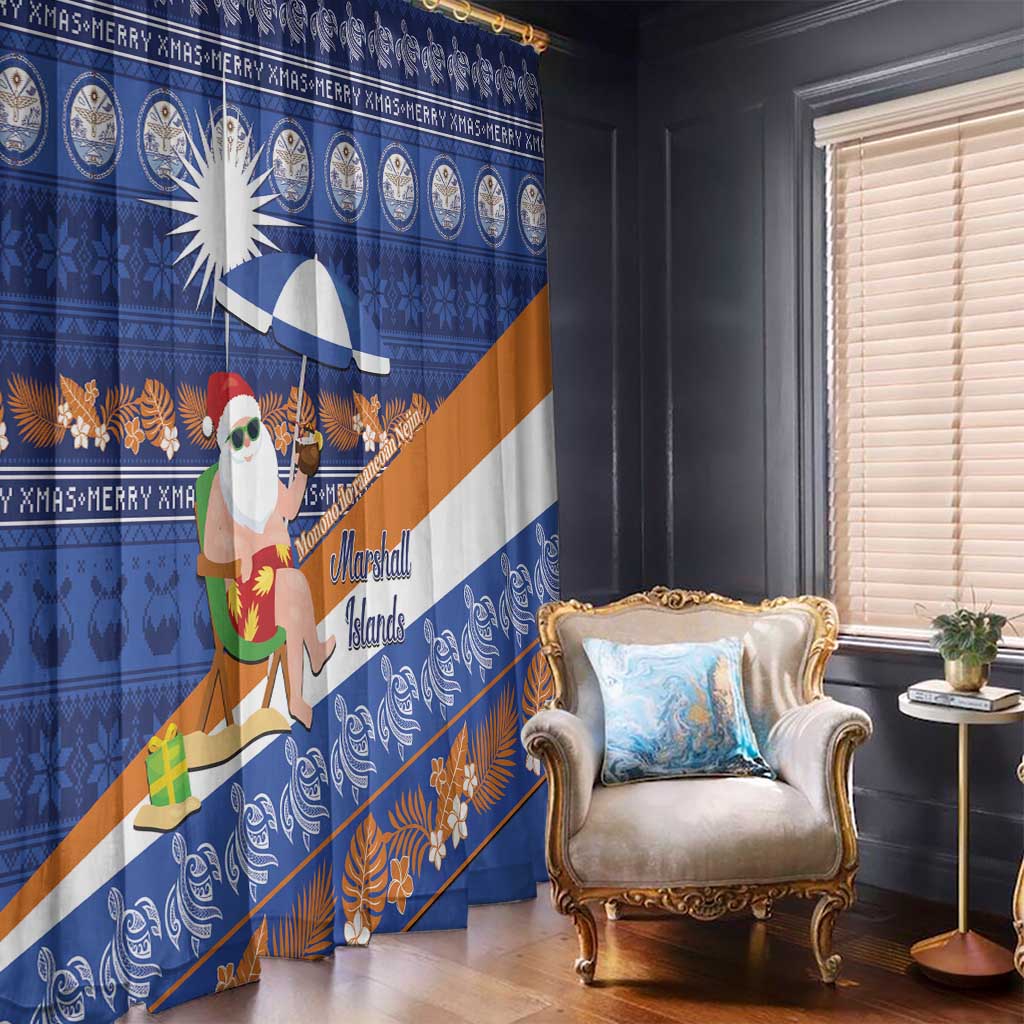 Marshall Islands Christmas Window Curtain Beachy Santa Monono ilo raaneoan Nejin - Polynesian Pride