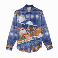 Marshall Islands Christmas Women Casual Shirt Beachy Santa Monono ilo raaneoan Nejin - Polynesian Pride