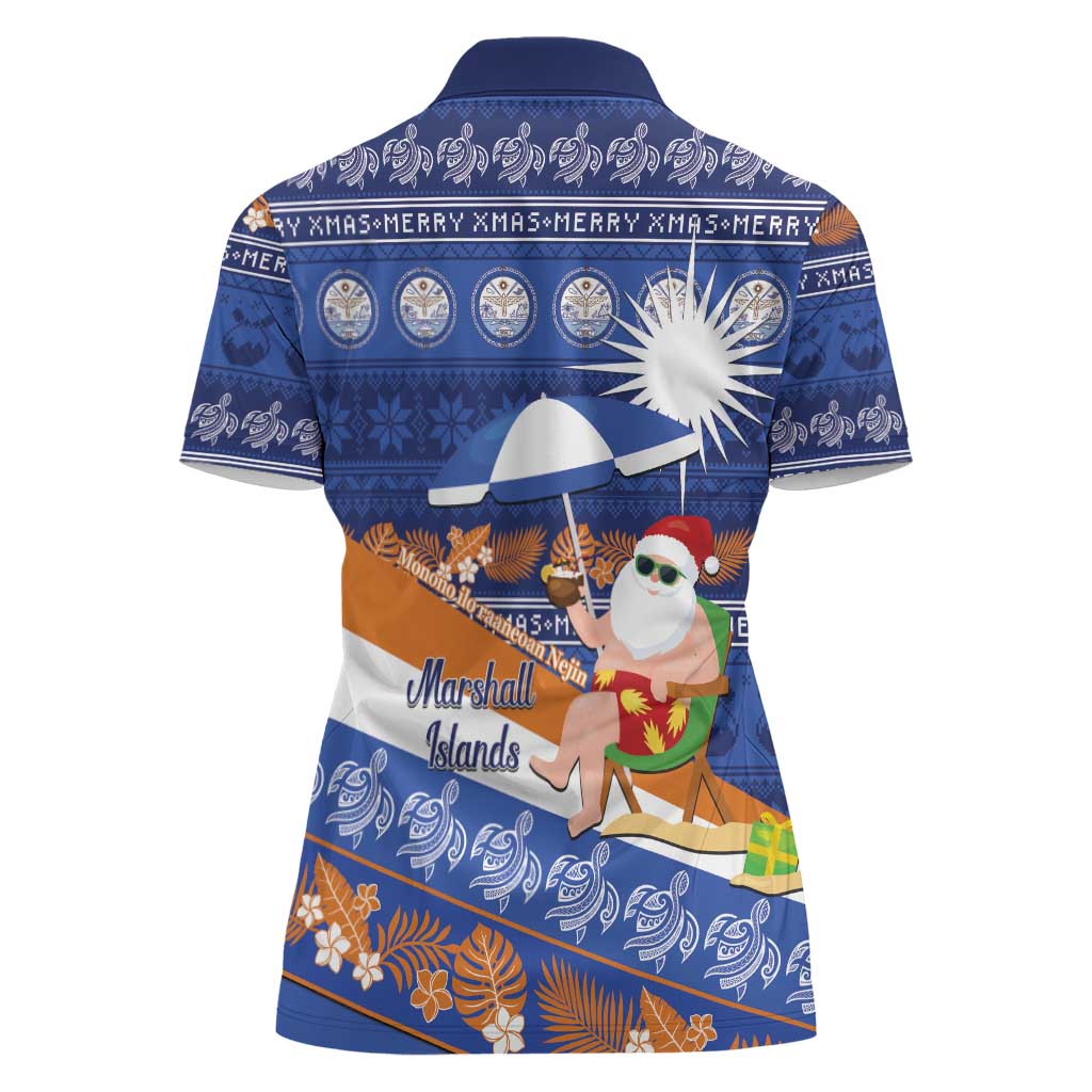 Marshall Islands Christmas Women Polo Shirt Beachy Santa Monono ilo raaneoan Nejin - Polynesian Pride
