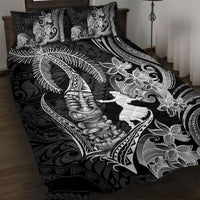 Hawaii Tribal Tiki Drum Hula Girl Quilt Bed Set LT14 Black - Polynesian Pride
