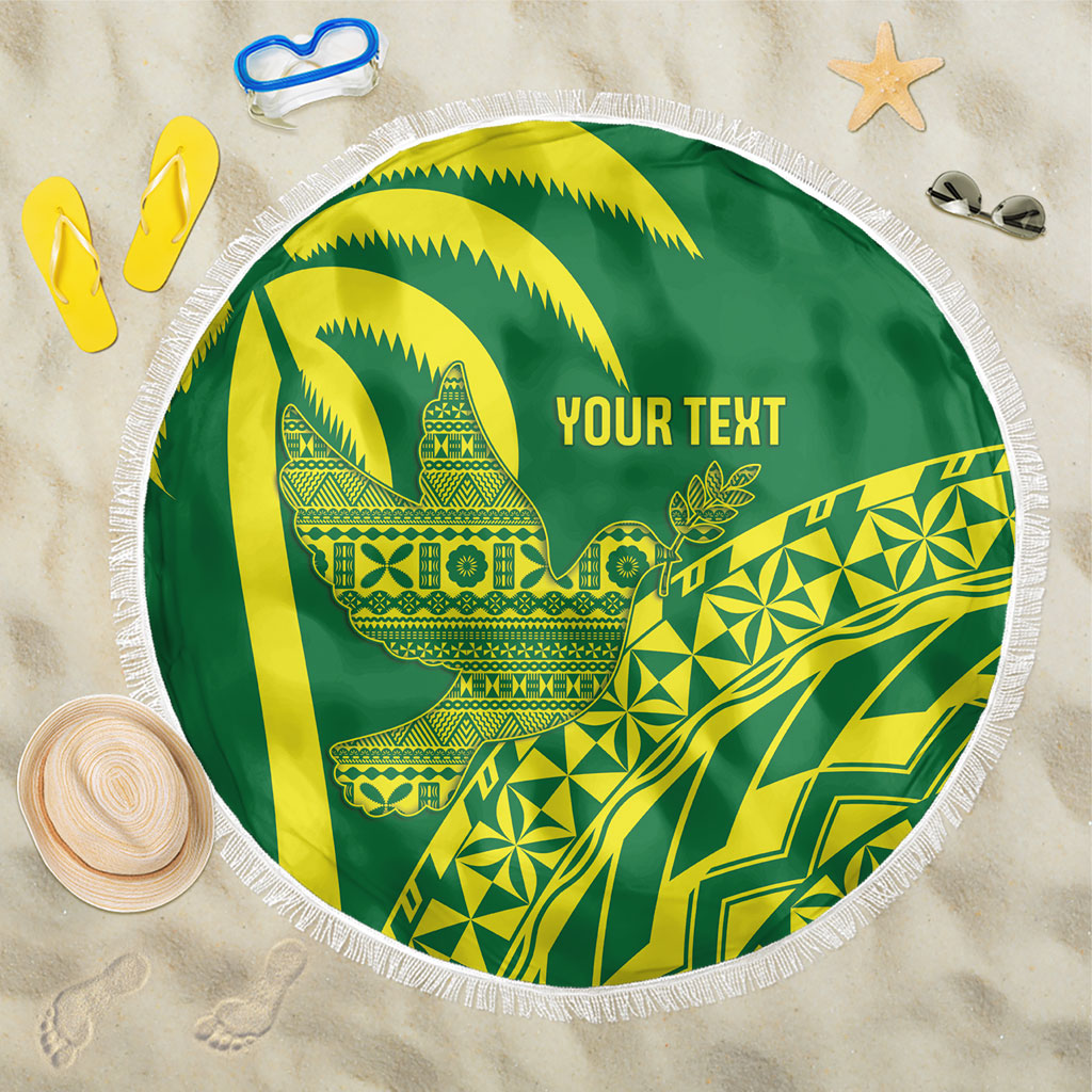 Tailevu Fiji 2026 Rugby Custom Beach Blanket Dove Nation Fijian Tapa Pattern