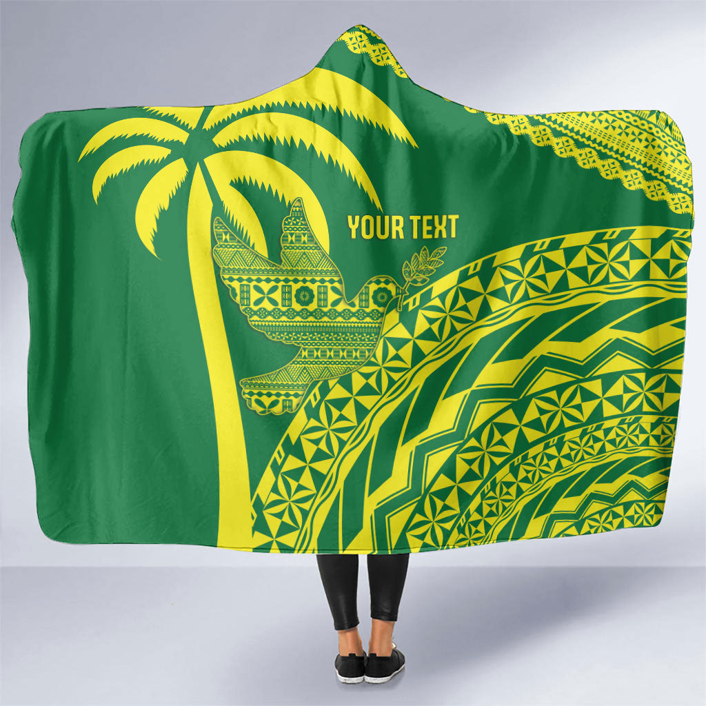 Tailevu Fiji 2026 Rugby Custom Hooded Blanket Dove Nation Fijian Tapa Pattern