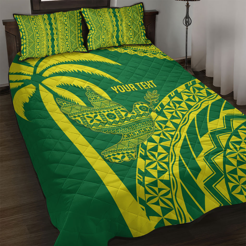 Tailevu Fiji 2026 Rugby Custom Quilt Bed Set Dove Nation Fijian Tapa Pattern