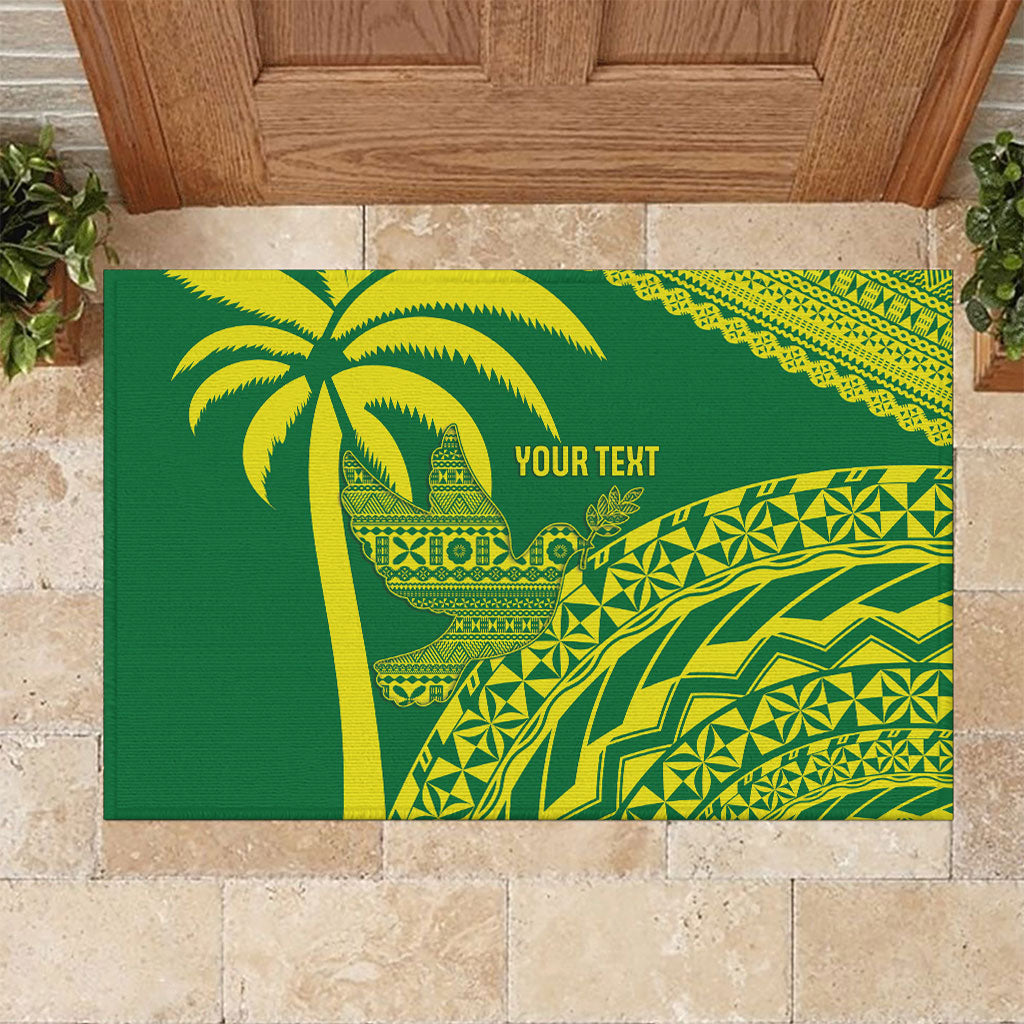 Tailevu Fiji 2026 Rugby Custom Rubber Doormat Dove Nation Fijian Tapa Pattern
