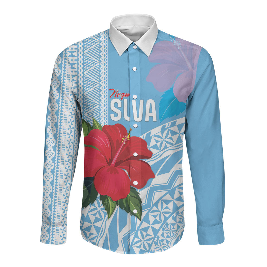 Suva Fiji 2026 Rugby Custom Long Sleeve Button Shirt Hibiscus Fijian Tapa Pattern