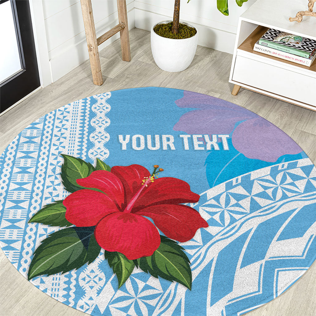 Suva Fiji 2026 Rugby Custom Round Carpet Hibiscus Fijian Tapa Pattern