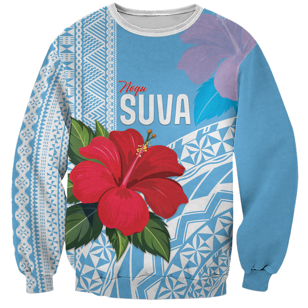 Suva Fiji 2026 Rugby Custom Sweatshirt Hibiscus Fijian Tapa Pattern