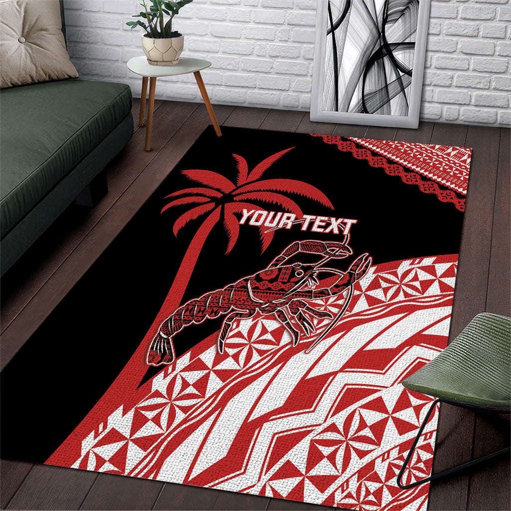Rewa Fiji 2026 Rugby Custom Area Rug Ura Prawn Fijian Tapa Pattern