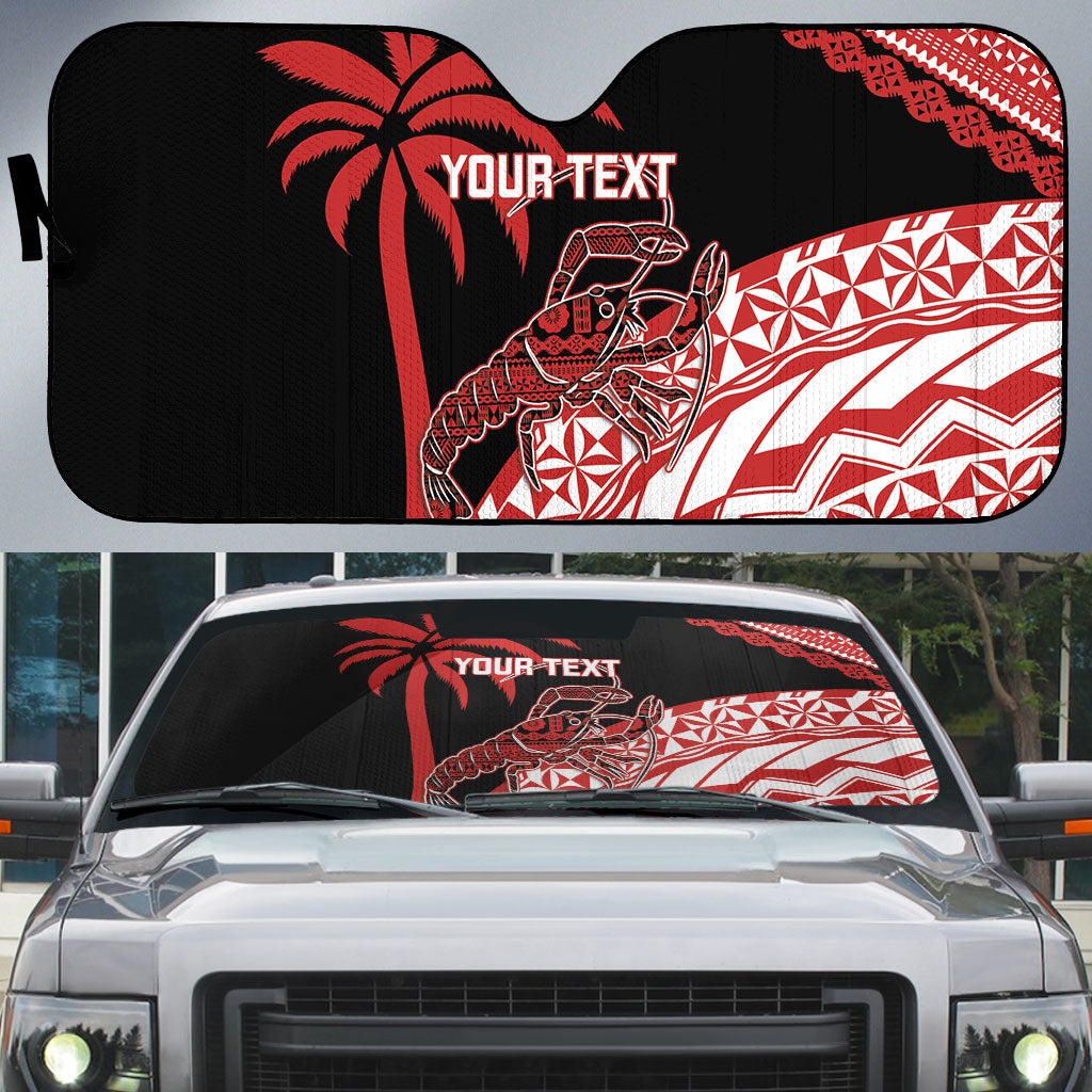 Rewa Fiji 2026 Rugby Custom Auto Sun Shade Ura Prawn Fijian Tapa Pattern