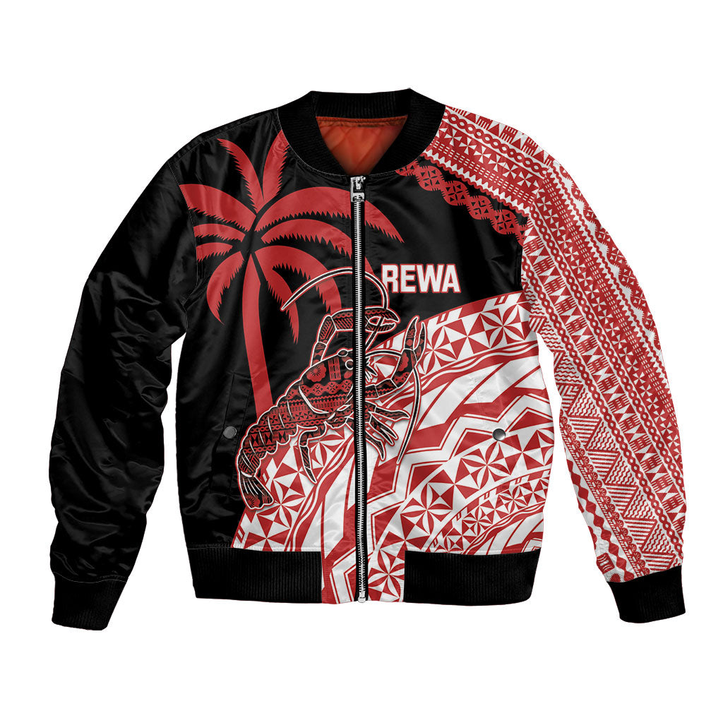 Rewa Fiji 2026 Rugby Custom Bomber Jacket Ura Prawn Fijian Tapa Pattern