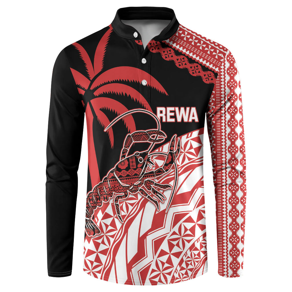 Rewa Fiji 2026 Rugby Custom Button Sweatshirt Ura Prawn Fijian Tapa Pattern