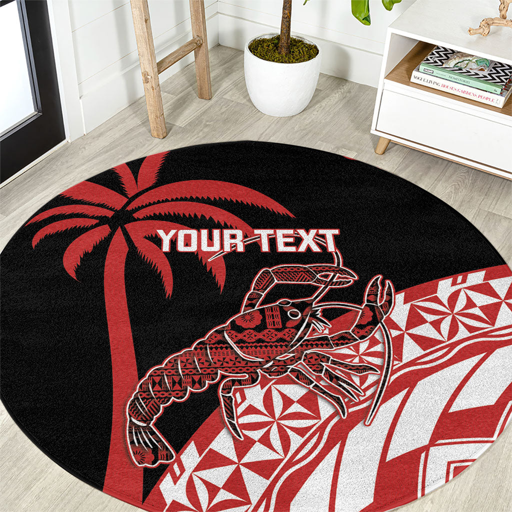 Rewa Fiji 2026 Rugby Custom Round Carpet Ura Prawn Fijian Tapa Pattern