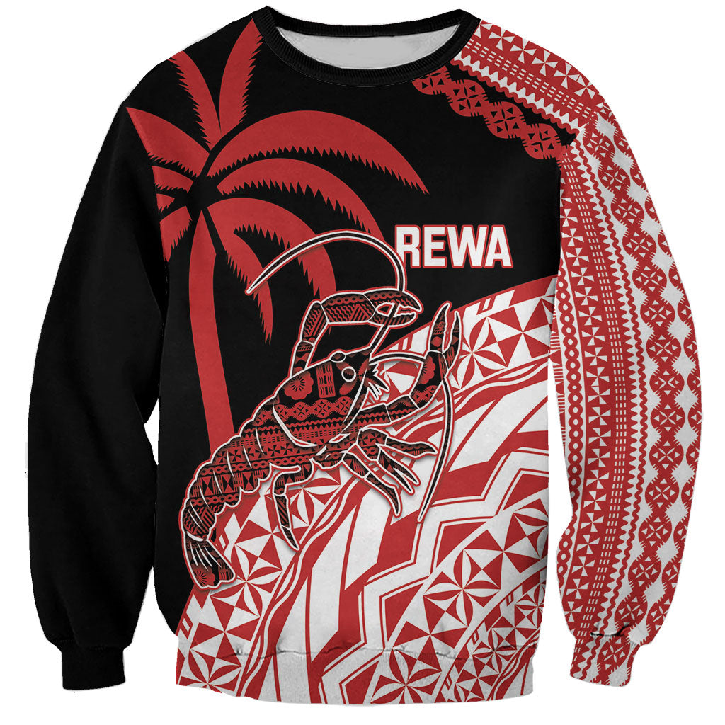 Rewa Fiji 2026 Rugby Custom Sweatshirt Ura Prawn Fijian Tapa Pattern
