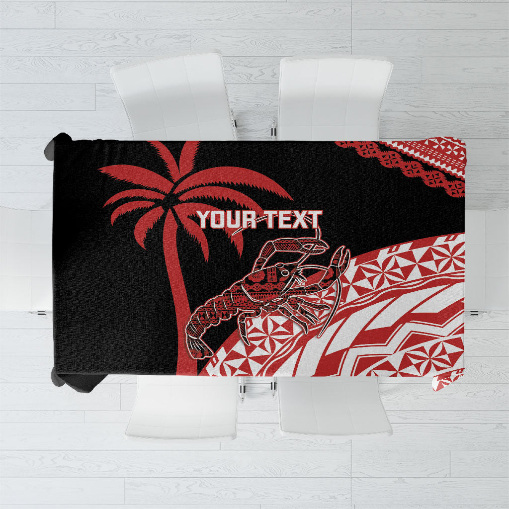 Rewa Fiji 2026 Rugby Custom Tablecloth Ura Prawn Fijian Tapa Pattern LT14 Red - Polynesian Pride