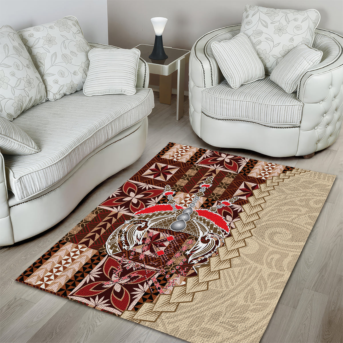 Samoa Tapau Area Rug Samoan Siapo Pattern LT14 - Polynesian Pride