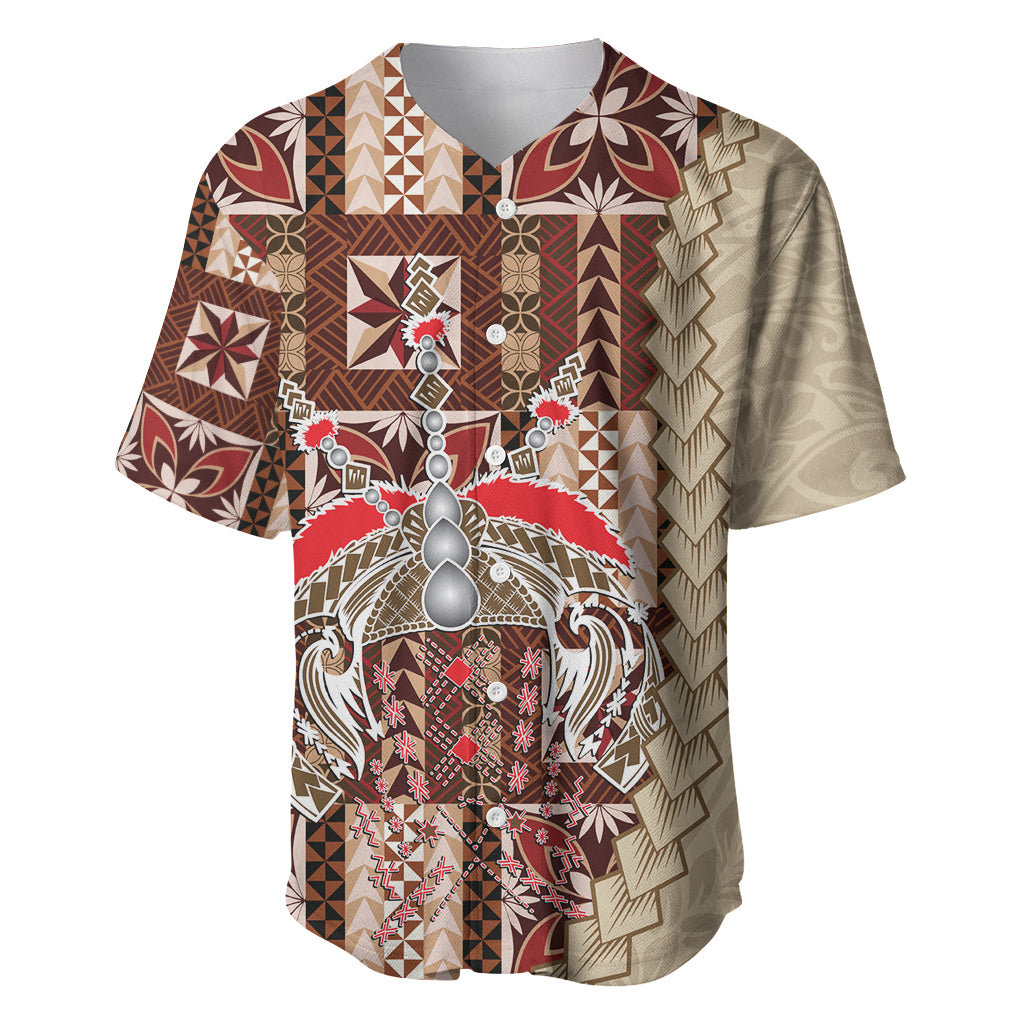 Samoa Tapau Baseball Jersey Samoan Siapo Pattern LT14 Brown - Polynesian Pride