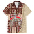 Samoa Tapau Family Matching Off Shoulder Short Dress and Hawaiian Shirt Samoan Siapo Pattern LT14 Dad's Shirt - Short Sleeve Brown - Polynesian Pride