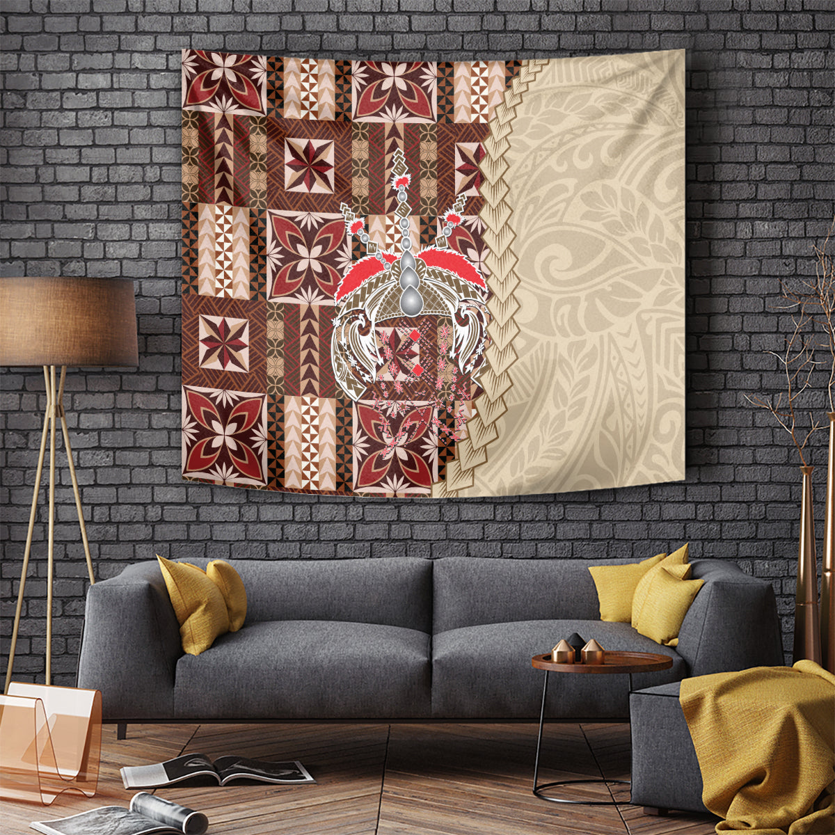 Samoa Tapau Tapestry Samoan Siapo Pattern LT14 Brown - Polynesian Pride