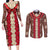 Samoa Siapo Couples Matching Long Sleeve Bodycon Dress and Long Sleeve Button Shirt Tapa Pattern Mix Ula Fala Hibiscus LT14 Brown - Polynesian Pride