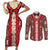 Samoa Siapo Couples Matching Short Sleeve Bodycon Dress and Long Sleeve Button Shirt Tapa Pattern Mix Ula Fala Hibiscus LT14 Brown - Polynesian Pride