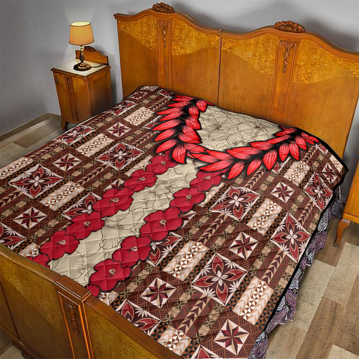 Samoa Siapo Quilt Tapa Pattern Mix Ula Fala Hibiscus LT14 - Polynesian Pride