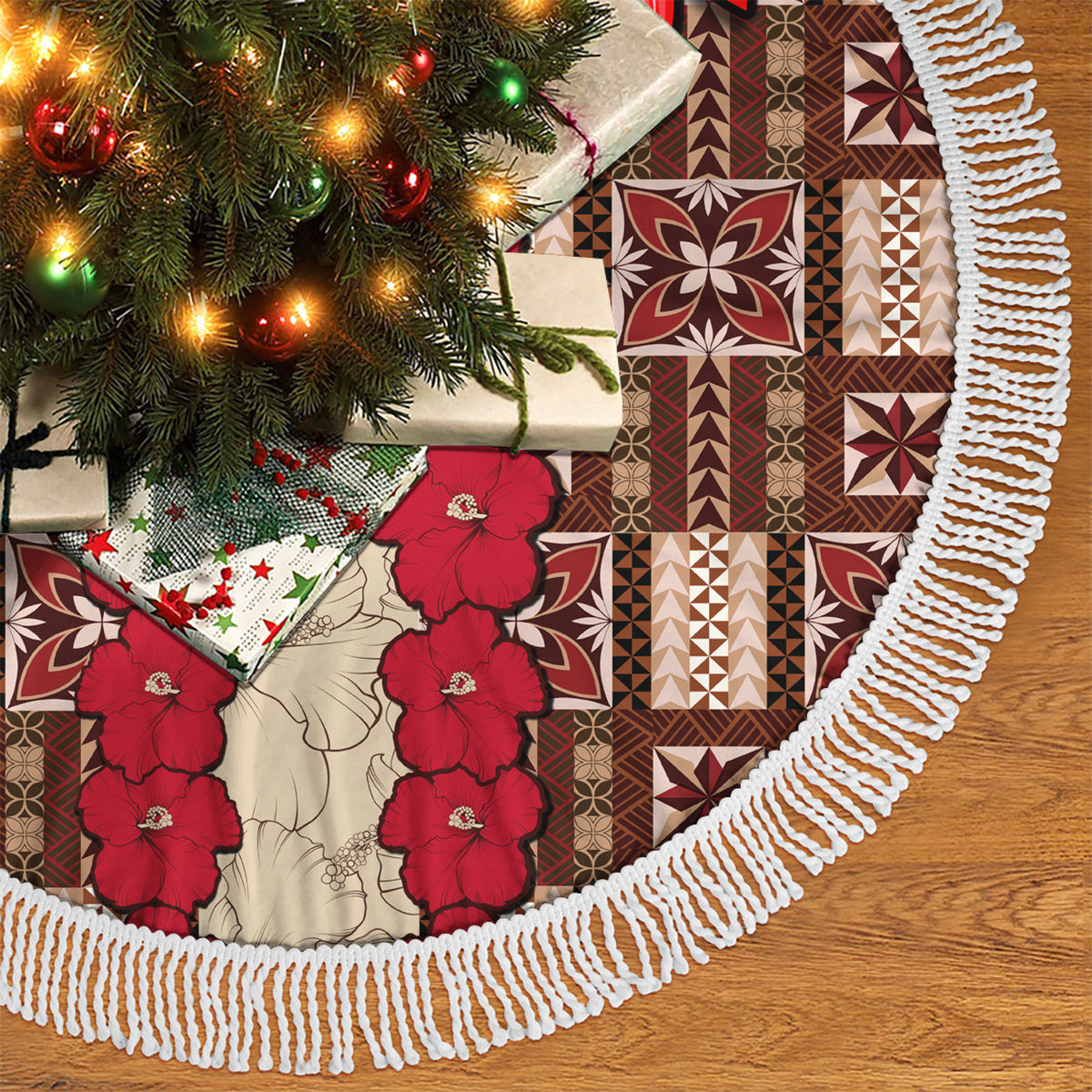 Samoa Siapo Tree Skirt Tapa Pattern Mix Ula Fala Hibiscus LT14 - Polynesian Pride