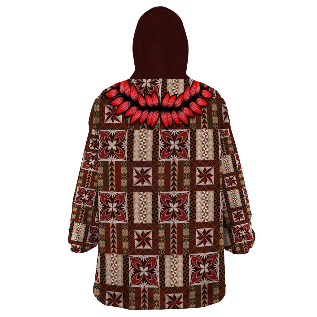 Samoa Siapo Wearable Blanket Hoodie Tapa Pattern Mix Ula Fala Hibiscus LT14 - Polynesian Pride