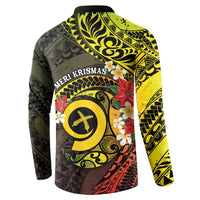 Vanuatu Christmas Button Sweatshirt Vanuatuan Pig Tusk - Meri Krismas! LT14 - Polynesian Pride