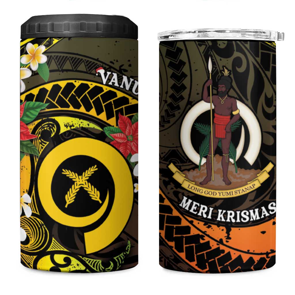 Vanuatu Christmas 4 in 1 Can Cooler Tumbler Vanuatuan Pig Tusk - Meri Krismas!