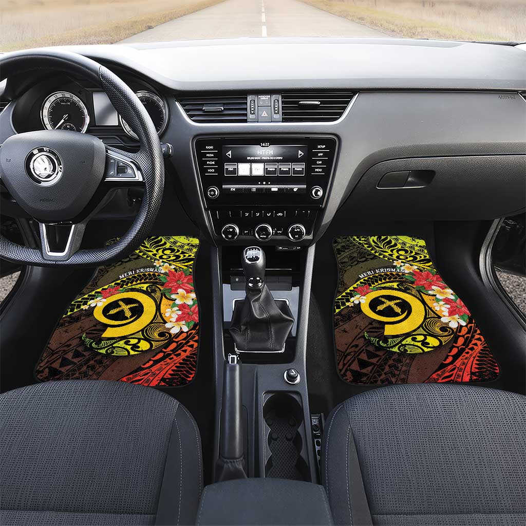 Vanuatu Christmas Car Mats Vanuatuan Pig Tusk - Meri Krismas! LT14 Set 2pcs - Front Black - Polynesian Pride
