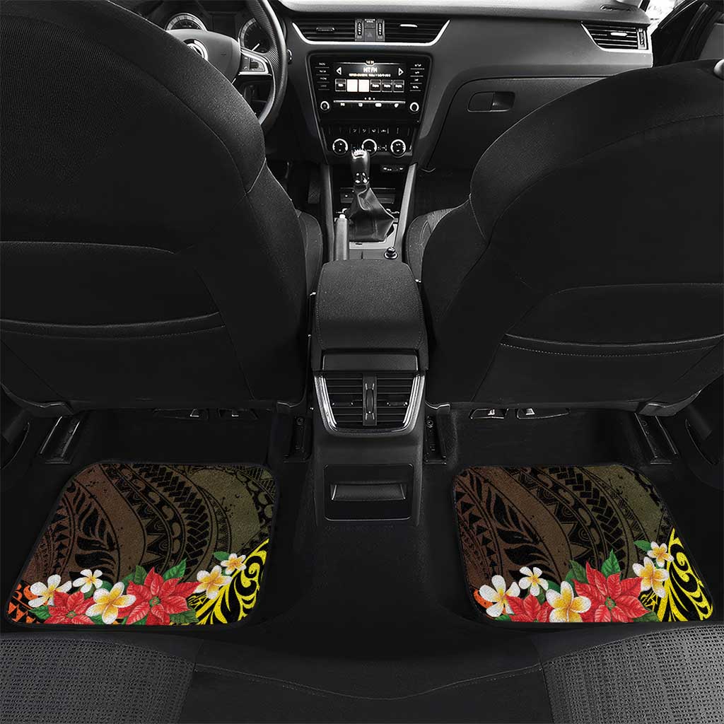 Vanuatu Christmas Car Mats Vanuatuan Pig Tusk - Meri Krismas! LT14 Set 2pcs - Back Black - Polynesian Pride