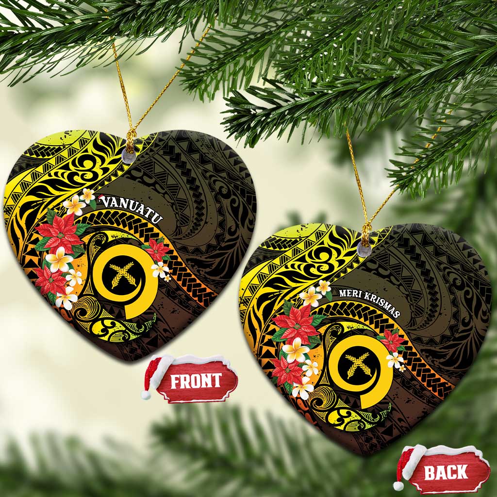 Vanuatu Christmas Ceramic Ornament Vanuatuan Pig Tusk - Meri Krismas! LT14 Heart Black - Polynesian Pride