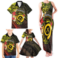 Vanuatu Christmas Family Matching Tank Maxi Dress and Hawaiian Shirt Vanuatuan Pig Tusk - Meri Krismas!