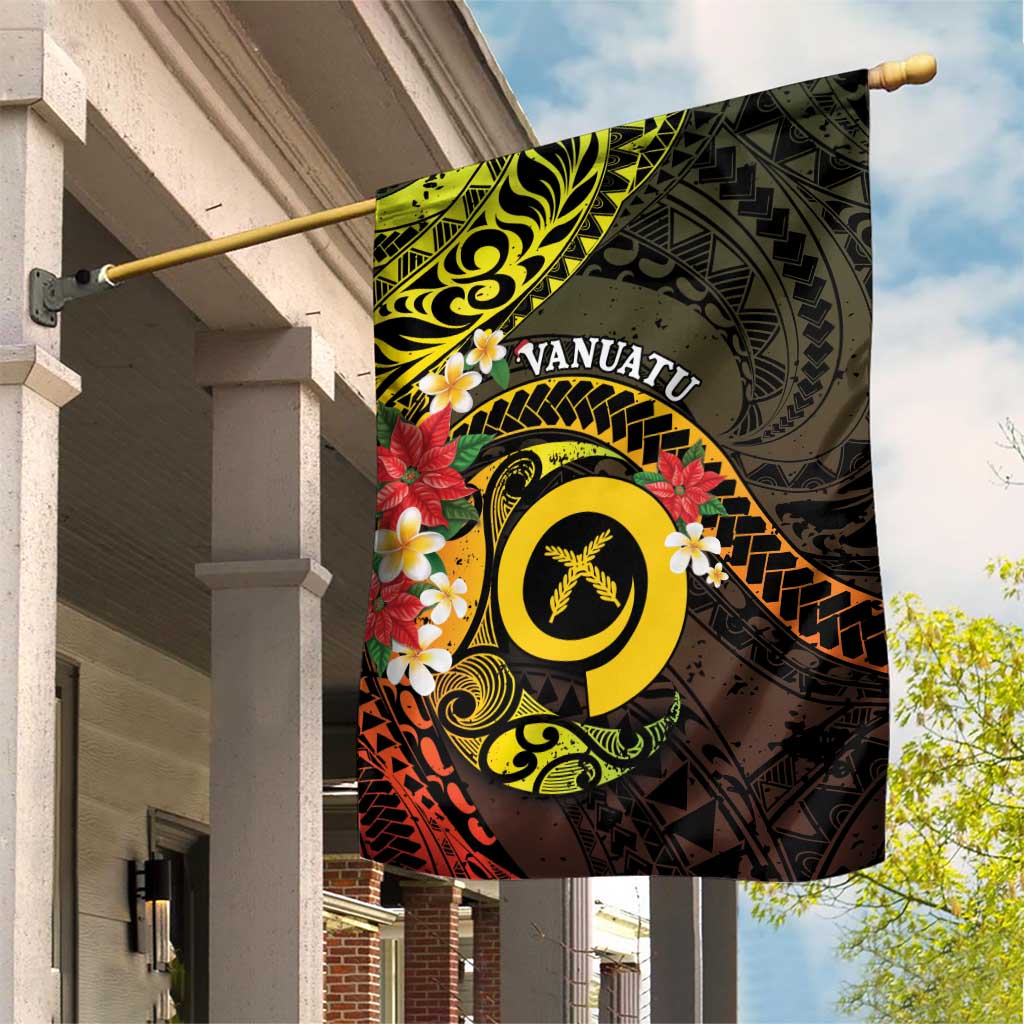 Vanuatu Christmas Garden Flag Vanuatuan Pig Tusk - Meri Krismas! LT14 House Flag Black - Polynesian Pride