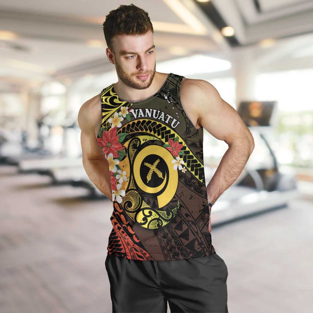 Vanuatu Christmas Men Tank Top Vanuatuan Pig Tusk - Meri Krismas! LT14 Black - Polynesian Pride