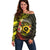 Vanuatu Christmas Off Shoulder Sweater Vanuatuan Pig Tusk - Meri Krismas!