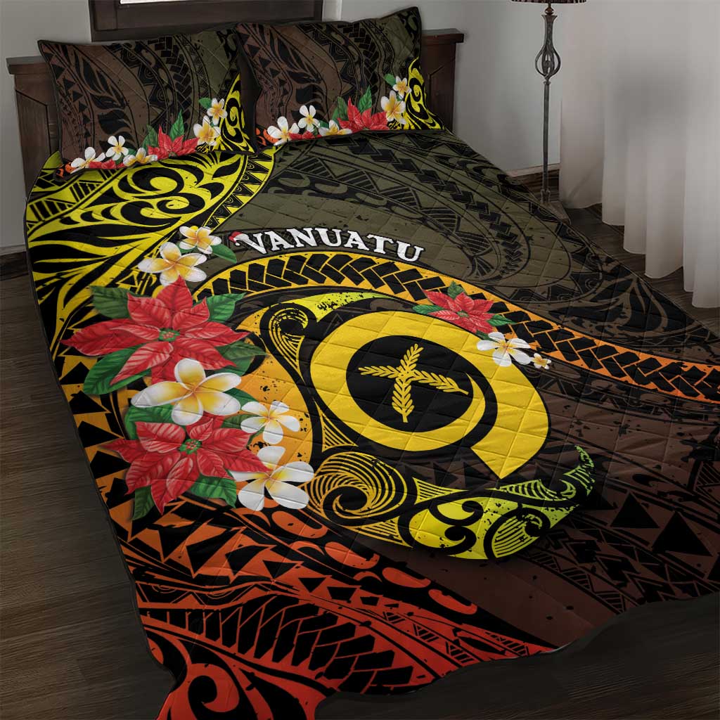 Vanuatu Christmas Quilt Bed Set Vanuatuan Pig Tusk - Meri Krismas! LT14 Black - Polynesian Pride