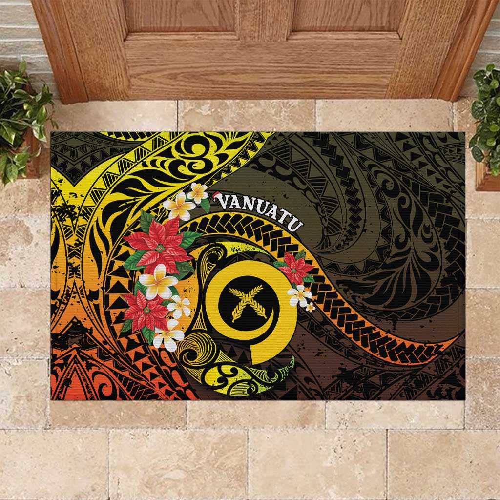 Vanuatu Christmas Rubber Doormat Vanuatuan Pig Tusk - Meri Krismas!