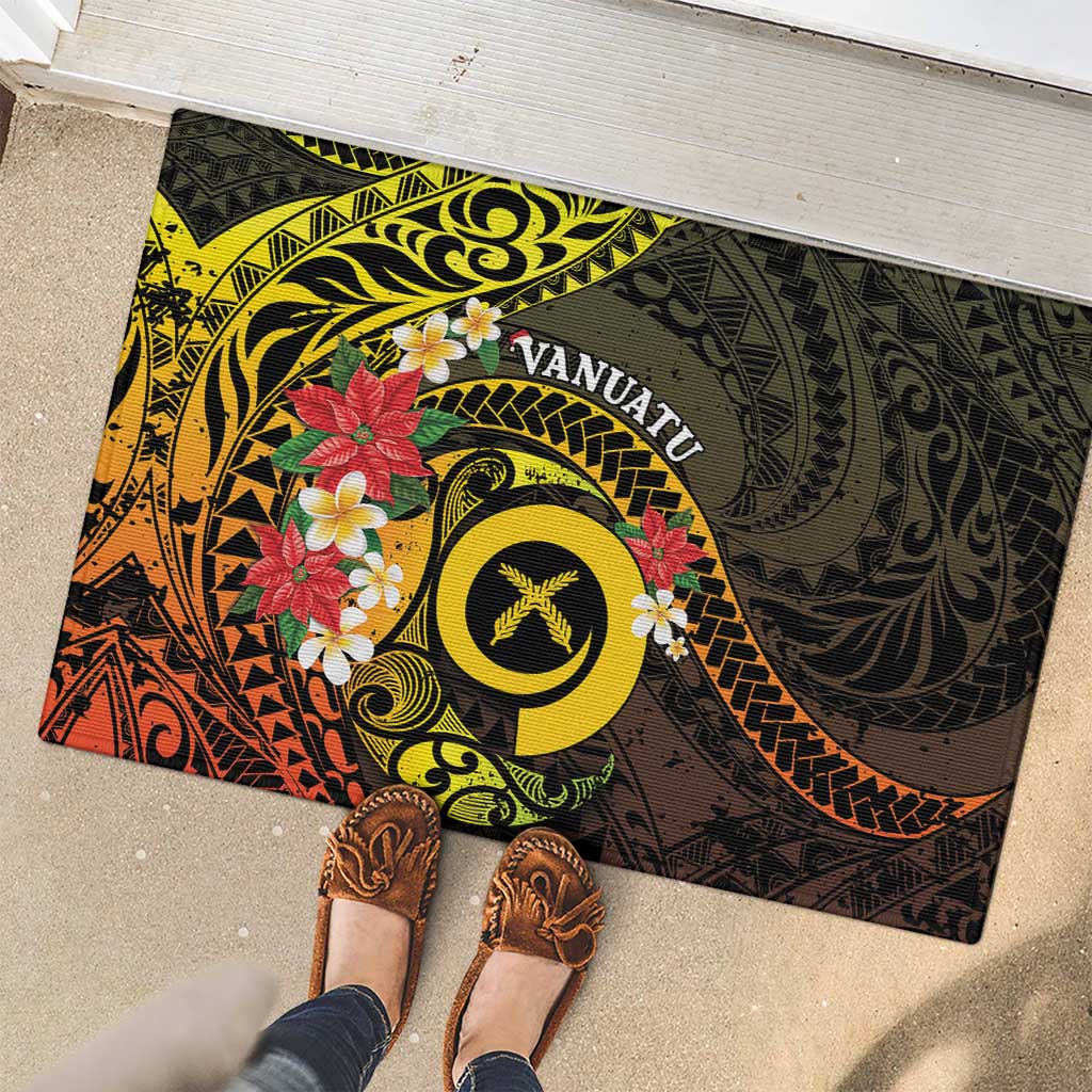 Vanuatu Christmas Rubber Doormat Vanuatuan Pig Tusk - Meri Krismas! LT14 - Polynesian Pride