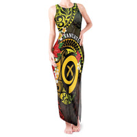 Vanuatu Christmas Tank Maxi Dress Vanuatuan Pig Tusk - Meri Krismas! LT14 Women Black - Polynesian Pride
