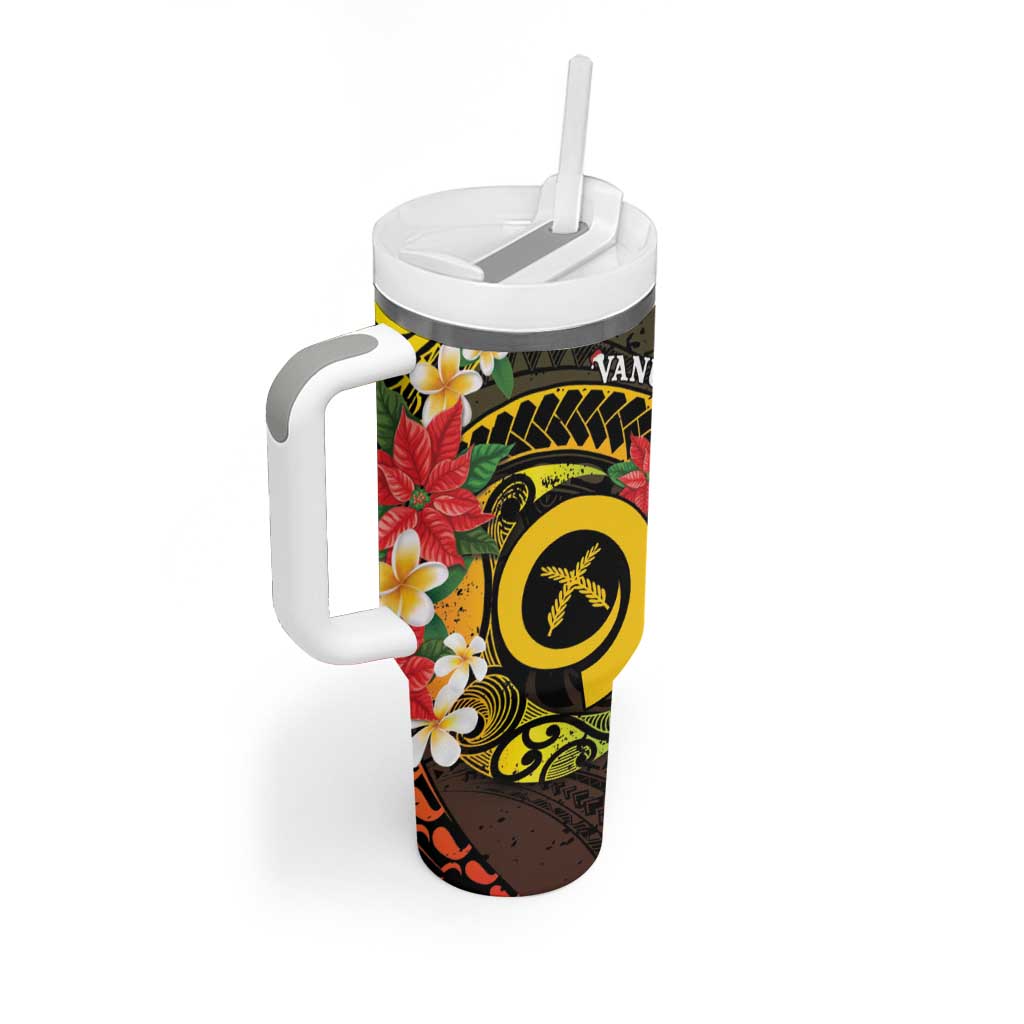 Vanuatu Christmas Tumbler With Handle Vanuatuan Pig Tusk - Meri Krismas! LT14 - Polynesian Pride