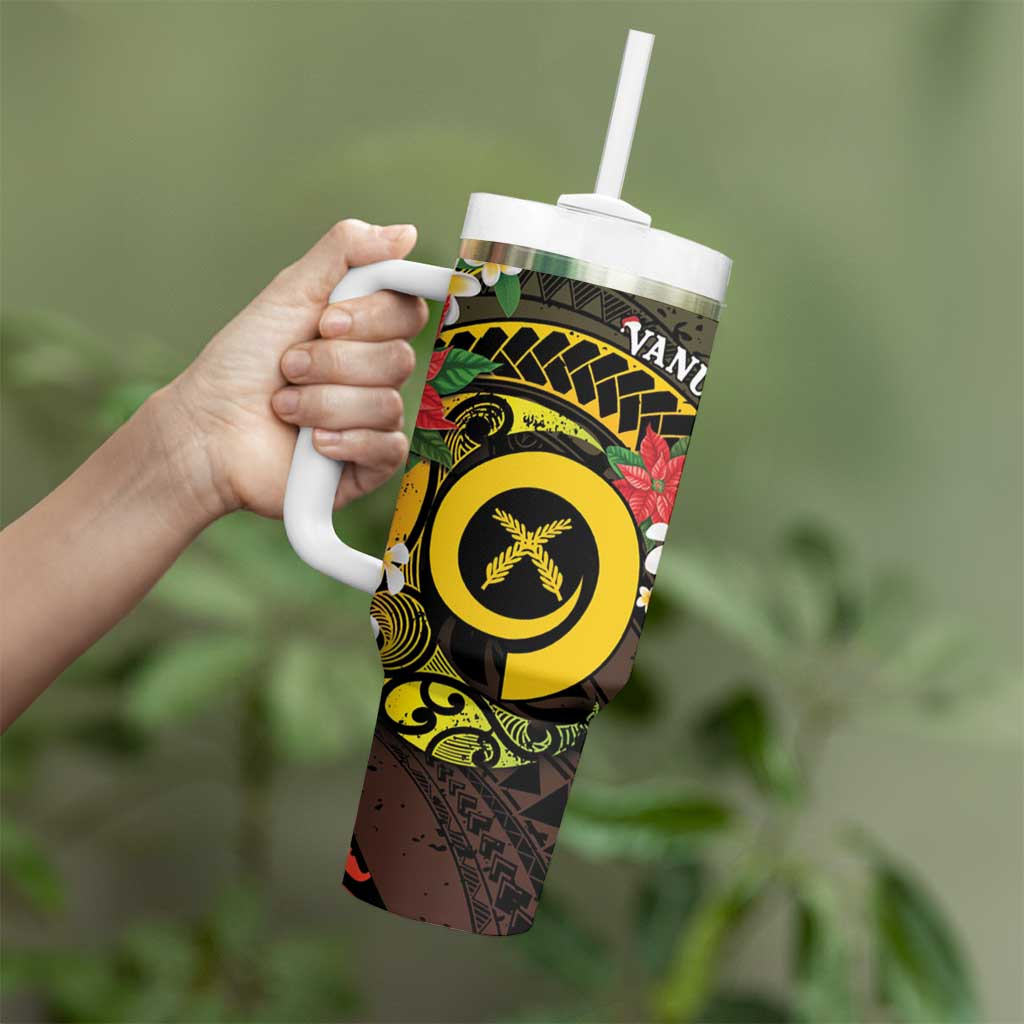 Vanuatu Christmas Tumbler With Handle Vanuatuan Pig Tusk - Meri Krismas! LT14 - Polynesian Pride
