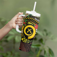 Vanuatu Christmas Tumbler With Handle Vanuatuan Pig Tusk - Meri Krismas! LT14 - Polynesian Pride