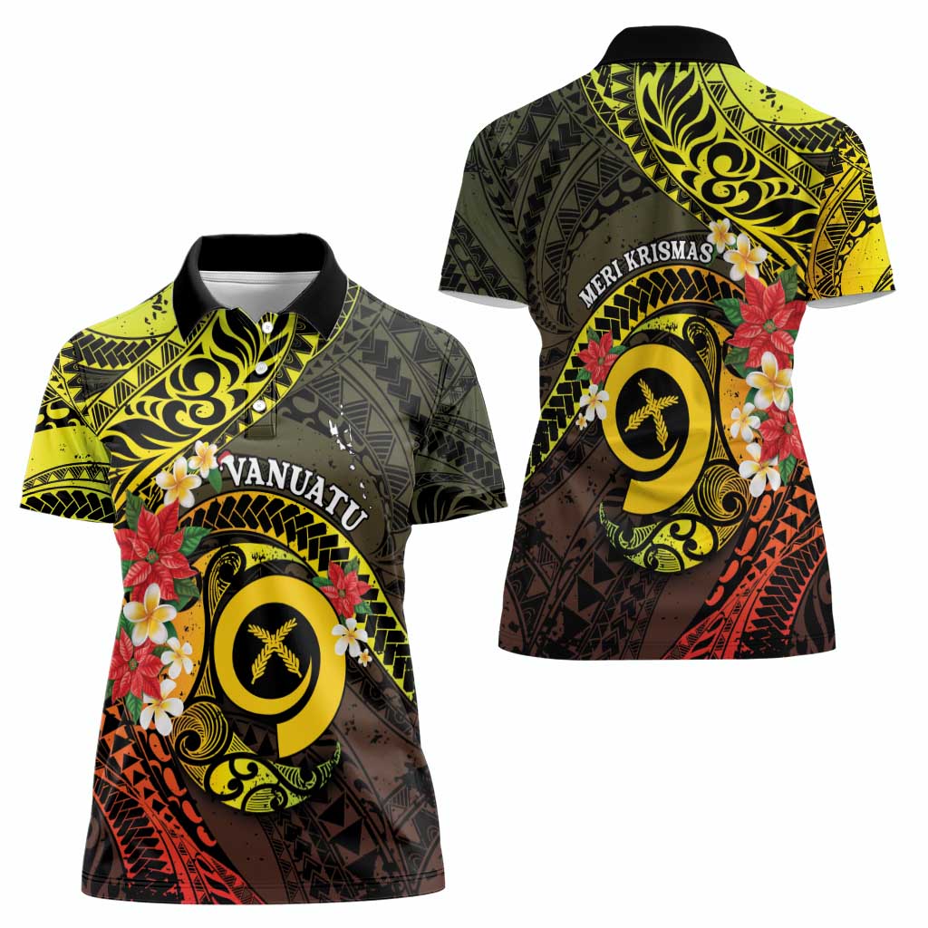 Vanuatu Christmas Women Polo Shirt Vanuatuan Pig Tusk - Meri Krismas!