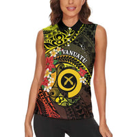 Vanuatu Christmas Women Sleeveless Polo Shirt Vanuatuan Pig Tusk - Meri Krismas!