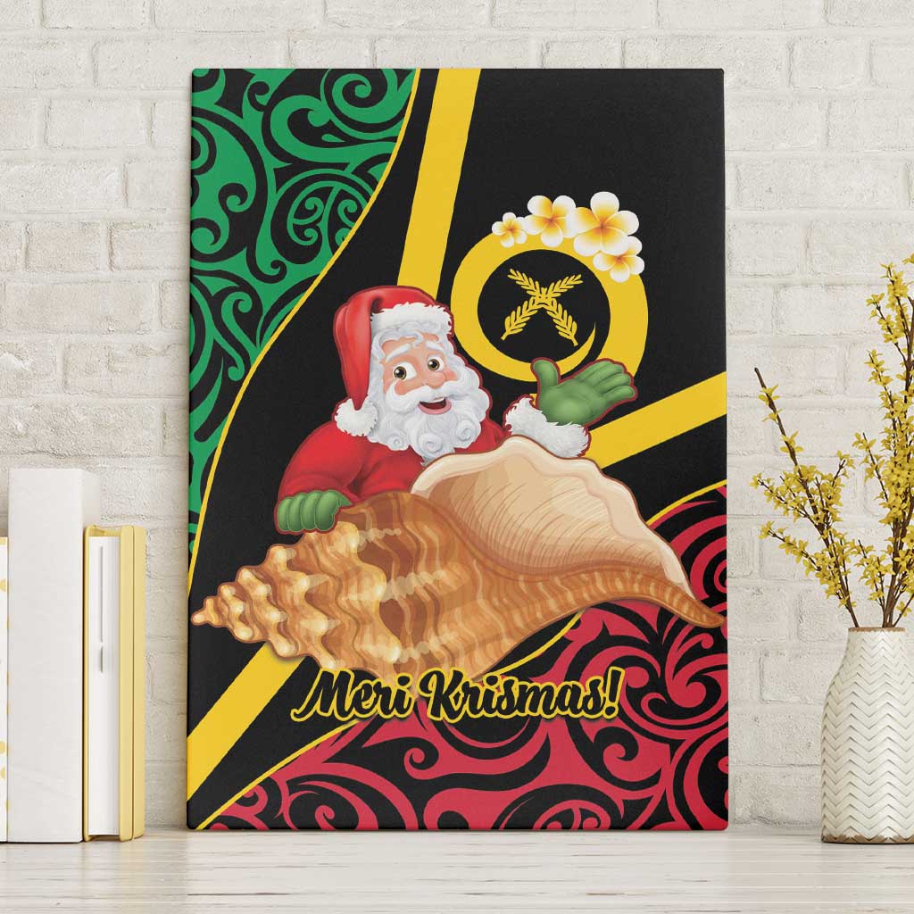 Vanuatu Christmas Canvas Wall Art Vanuatuan Conch Shell - Meri Krismas! LT14 Without Frame Black - Polynesian Pride