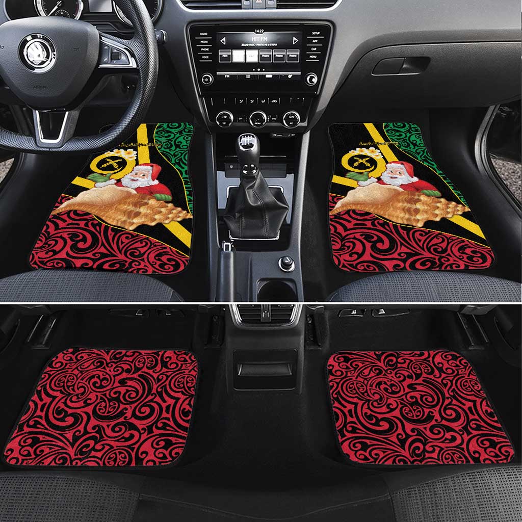 Vanuatu Christmas Car Mats Vanuatuan Conch Shell - Meri Krismas! LT14 Set 4pcs Black - Polynesian Pride