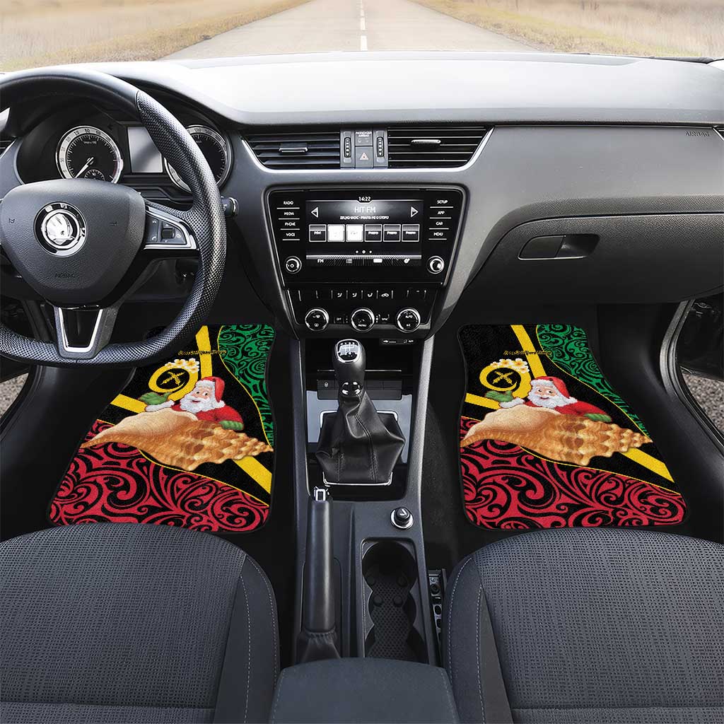 Vanuatu Christmas Car Mats Vanuatuan Conch Shell - Meri Krismas! LT14 Set 2pcs - Front Black - Polynesian Pride